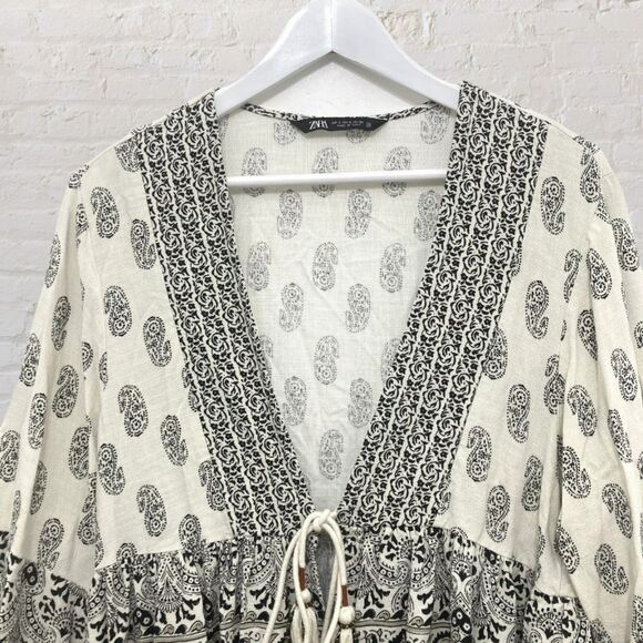 Zara Cream and Black Boho Top - Picture 4 of 14
